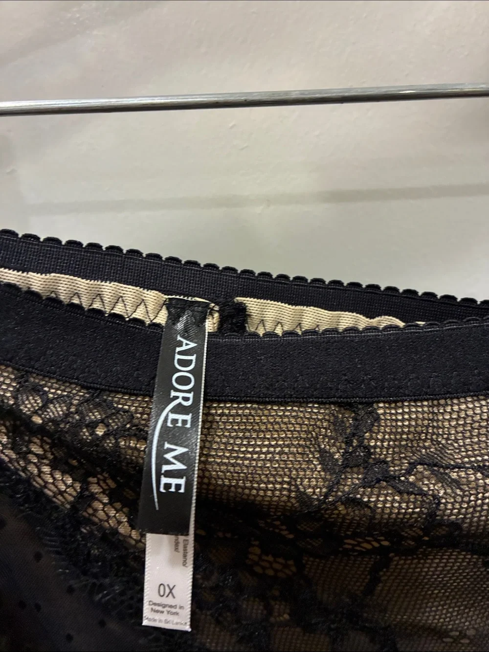 Adore Me Black Lace-Trim Pencil Slip Skirt